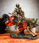 Medieval Suit of Armor Knight On Charging Horse Large Decorative Figurine 12.5"H