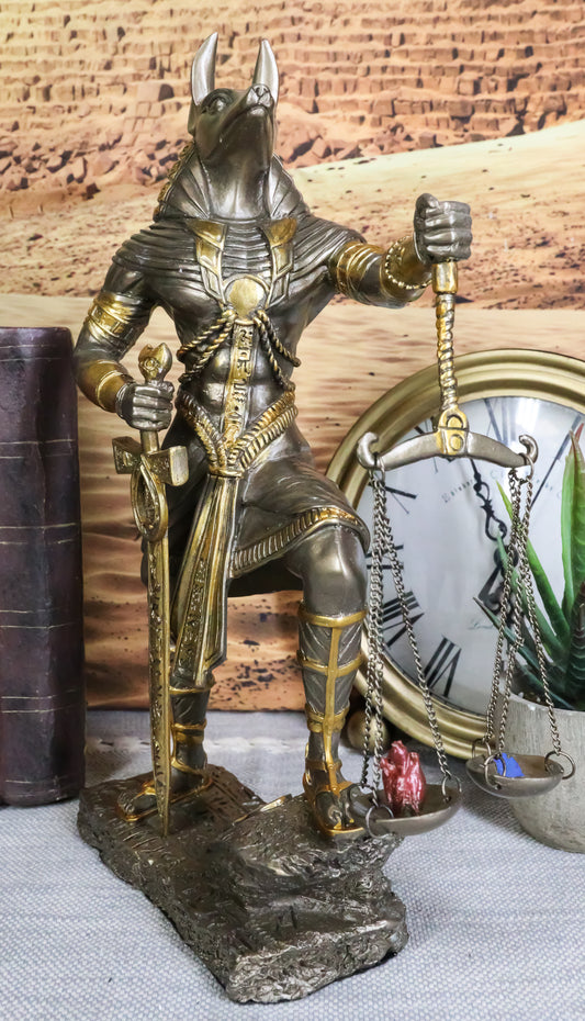 God Anubis with Scales of Justice Statue Figurine 10" Tall (Faux Bronze Resin) - Ebros Gift