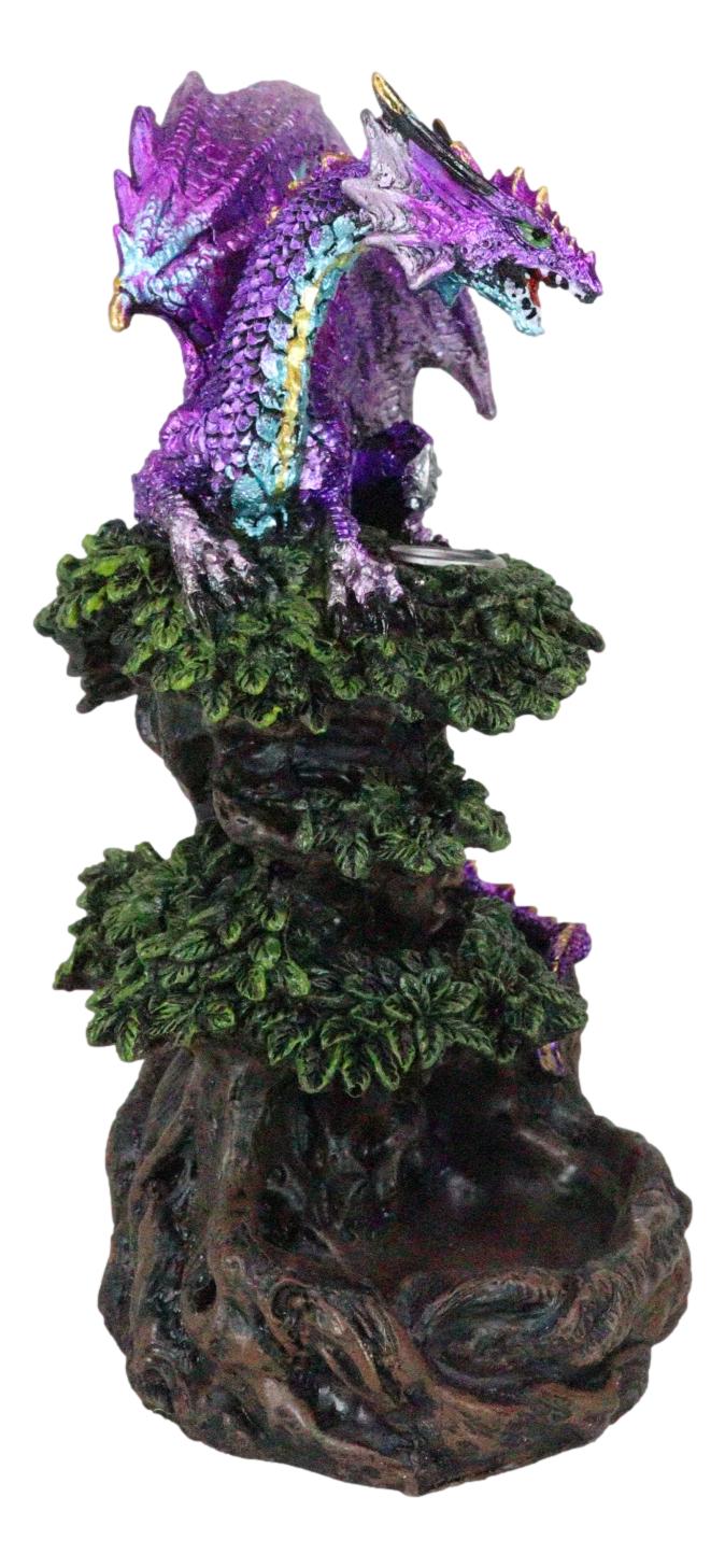 Metallic Purple Dragon On Greenman Tree Canopy Backflow Incense Cone Burner