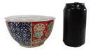 Ebros Set of 2 Ceramic Blue Red Floral Patterns Portion Meal Bowls 3 Cups Airtight Lid