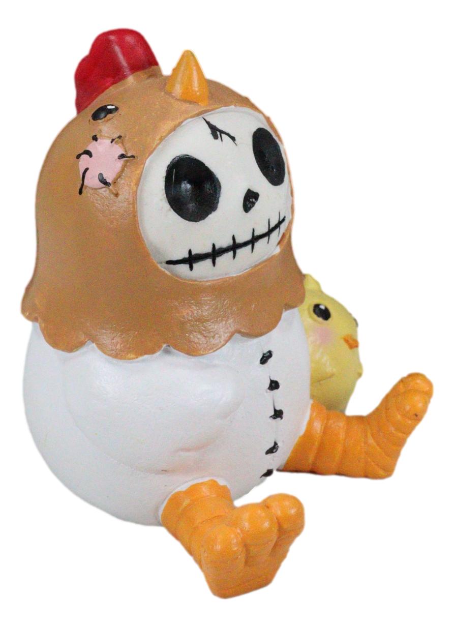 Ebros Furry Bones Chicken Nugget with Yellow Chick Figurine 3.5" Tall Skeleton