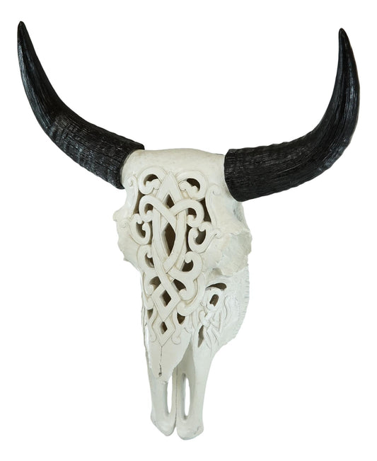 Southwest Great Plains Bison Ox Steer Bull Stencil Tooled Skull Wall Decor 19"H