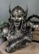 Ebros Large Norse God Thor Steel Finish Bust Statue Thunder Hammer