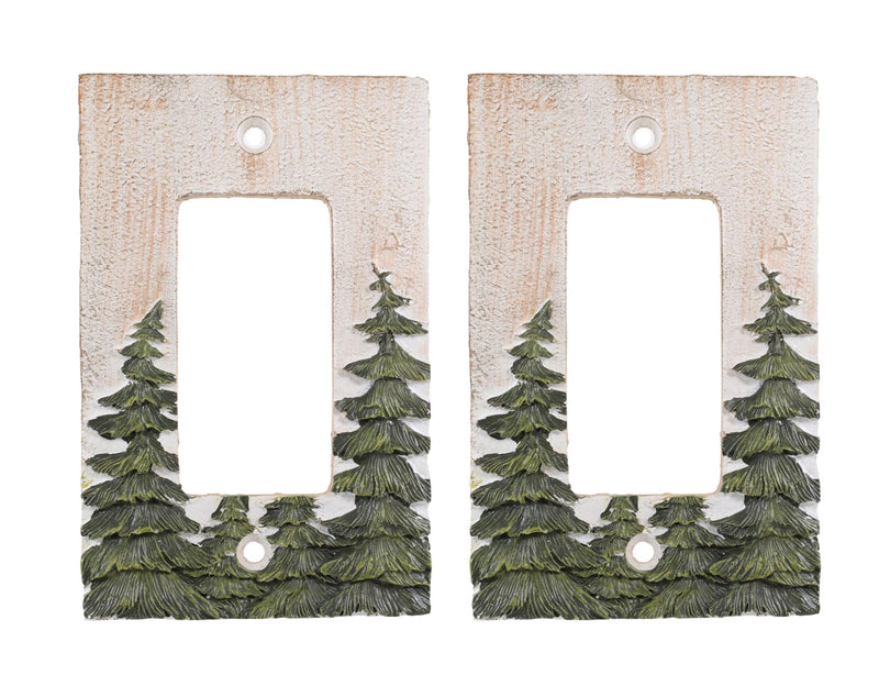 Rustic Evergreen Pine Trees Forest 2-Pack Single Rocker Switch Wall Cover Plates