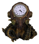 Steampunk Octopus Kraken Fighter With Tentacles Spores Table Clock Figurine