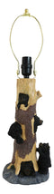 Rustic Black Bear Cubs Peekaboo Climbers by A Tree Table Lamp Statue With Shade