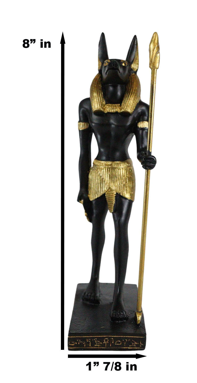 Egyptian Standing Anubis Holding Staff Statue God of Afterlife Mummification