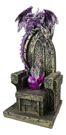 Medieval Purple Dragon On King's Landing Throne With LED Crystals Figurine