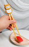 Japanese Caramel Owl Bird Reusable Training Chopsticks Set With Silicone Guide