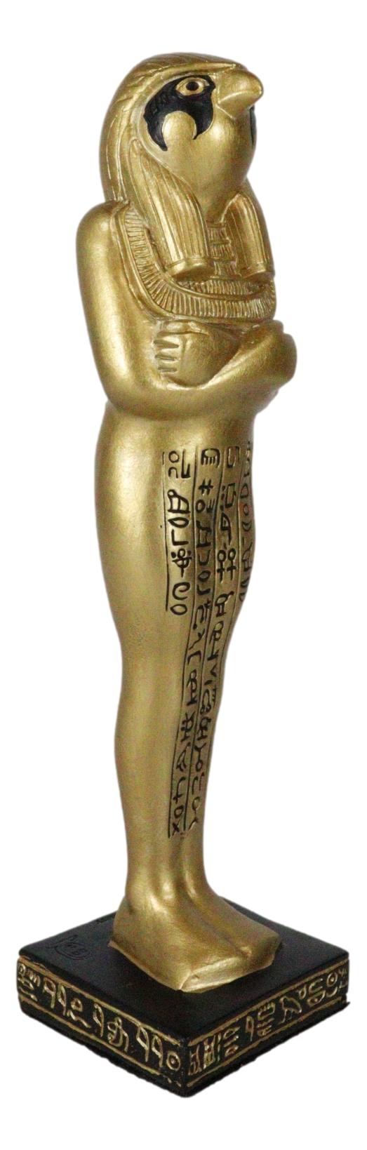 Egyptian Golden God Horus King Tut Sarcophagus Mummy With Hieroglyphs Figurine