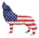 Patriotic American US Flag Native Tribal Howling Wolf Spirit Figurine Collection