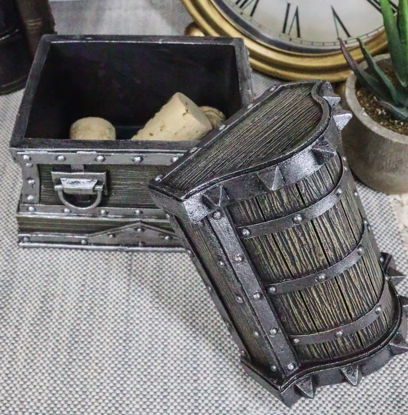 Nautical Caribbean Pirate Davy Jones Spiked Treasure Chest Small Decorative Box