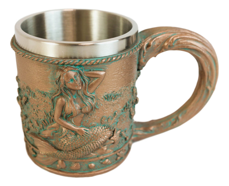 Rustic Nautical Ocean Coral Reef Mermaid With Sea Stars Shells Coffee Tea Mug