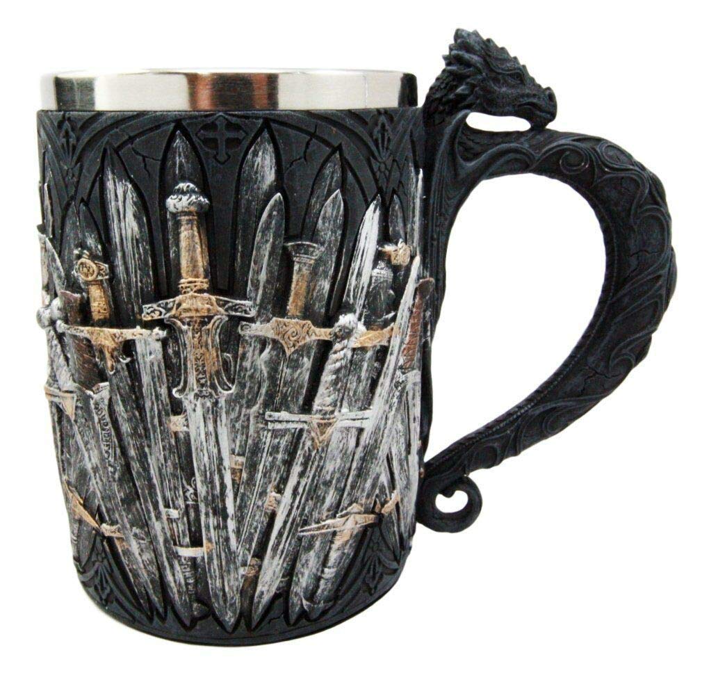 Ebros HBO Series Game Of Thrones Iron Throne Wine Goblet and Tankard Mug Set