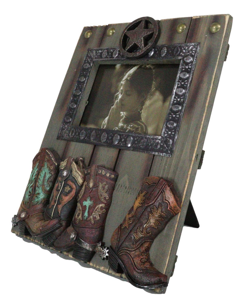 Rustic Western Country Farmhouse Lone Star Cowboy Boots 6X4 Picture Frame