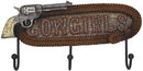 Set Of 2 Cowboy Cowgirl Signs Ropes Six Shooter Gun Pistol Wall 3 Peg Coat Hooks