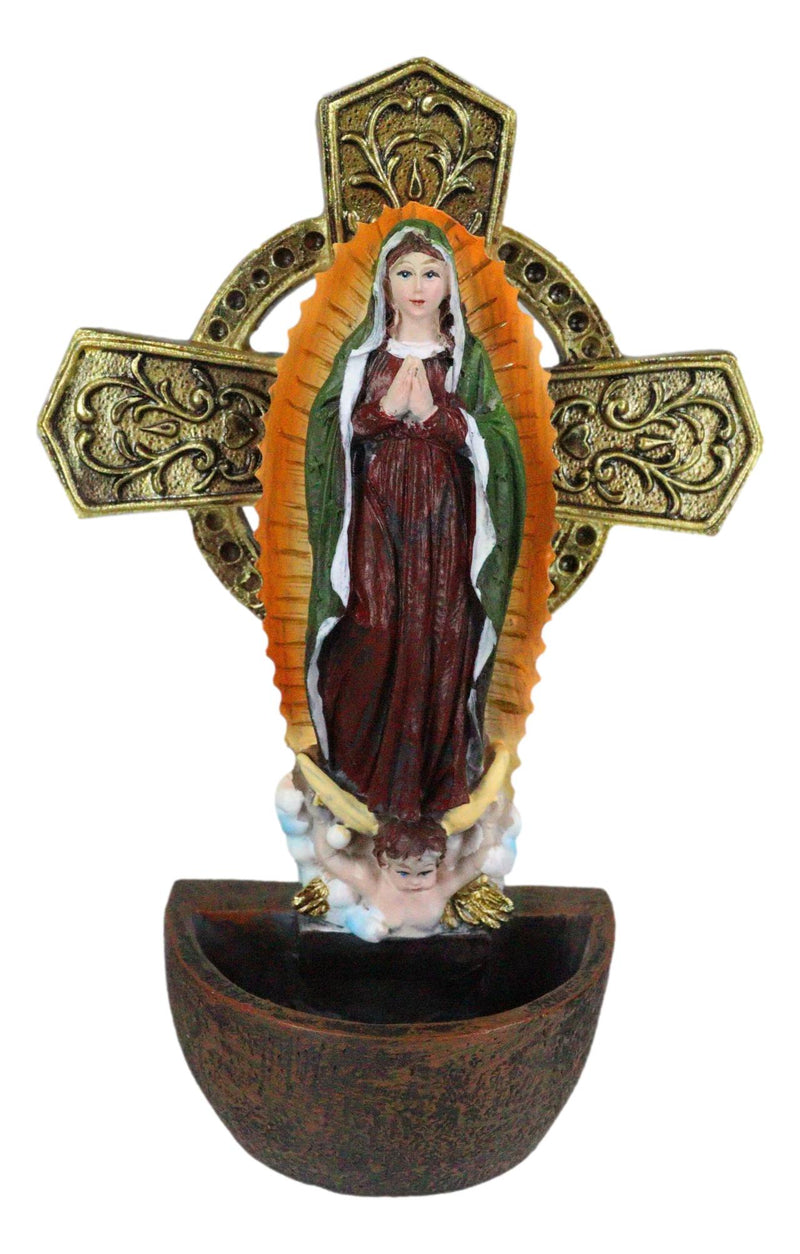 Ebros Lady of Guadalupe Holy Water Font Wall Decor 6.75 Inches Tall Catholic