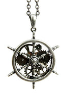 Ebros Gift Steampunk Naval Battleship Helm Necklace Alloy Pendant Jewelry