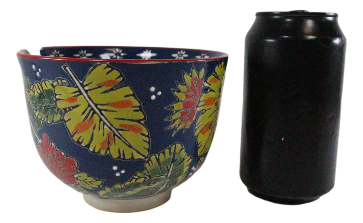 Pack Of 2 Colorful Summer Leaves Ramen Noodles Soup Bowl With Bamboo Chopsticks