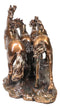 Large 17"L Rustic Western Wild And Free 4 Running Horses Bronzed Resin Statue