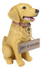 Ebros Large Golden Retriever Puppy  Decor Statue With Jingle Collar Greeting Sign