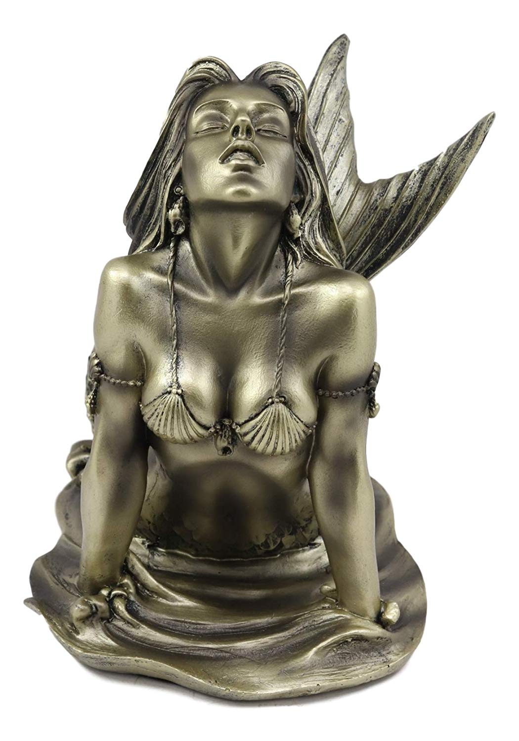 Ebros Aged Bronze Resin Seductive Siren of The Seas Mermaid Statue 7"H Figurine - Ebros Gift