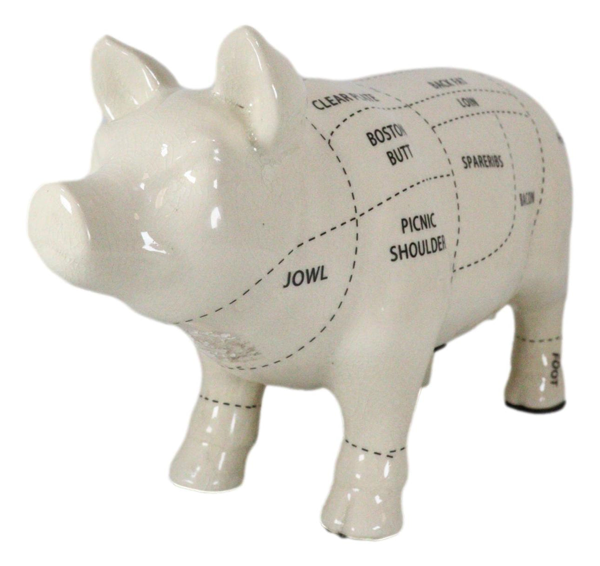 Large Ceramic Country Farmhouse Pig Swine Pork Butcher Chart Piggy Coin Bank Jar