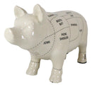 Large Ceramic Country Farmhouse Pig Swine Pork Butcher Chart Piggy Coin Bank Jar