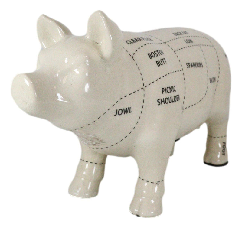 Large Ceramic Country Farmhouse Pig Swine Pork Butcher Chart Piggy Coin Bank Jar