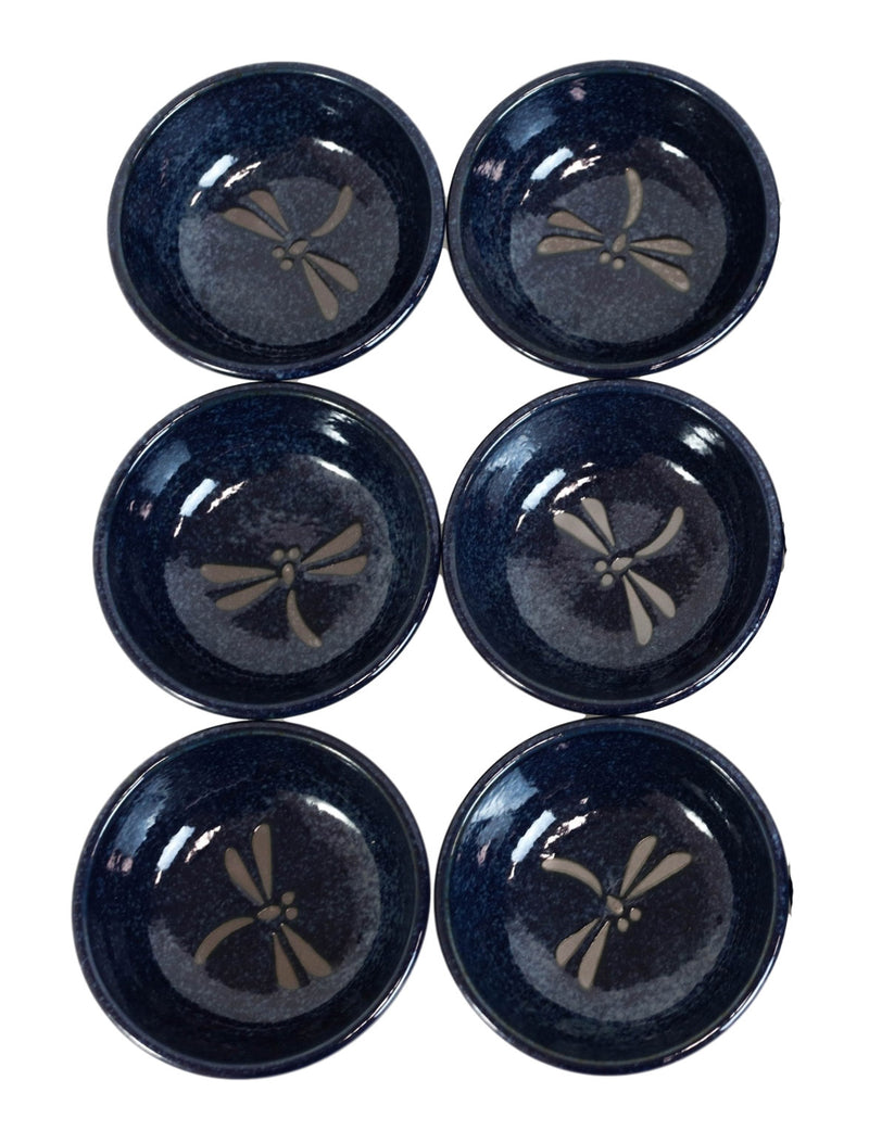 Pack Of 6 Japanese Blue Dragonfly Sauce Condiment Dipping Cups Bowls Ramekin 4oz