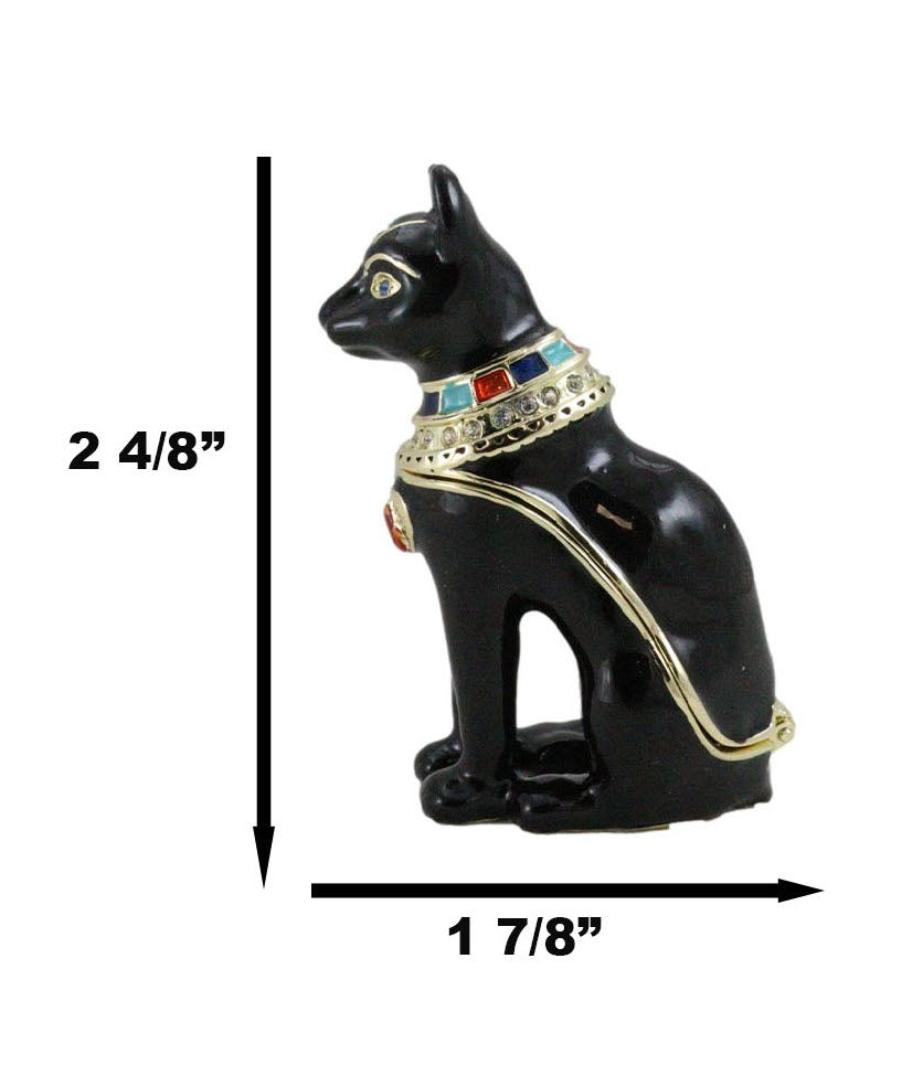 Ancient Egyptian Bastet Cat Goddess Pewter Austrian Crystals Trinket Jewelry Box