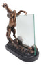 Ebros Rustic Western Wild Rearing Horse Statue With 4"X6" Glass Picture Frame