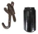Pack Of 2 Cast Iron Rustic Western Bird Perching On Tree Twig Branch Wall Hook