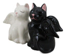 Ceramic Black White Angel Kitty Cats Devil Or Angel Salt And Pepper Shakers Set