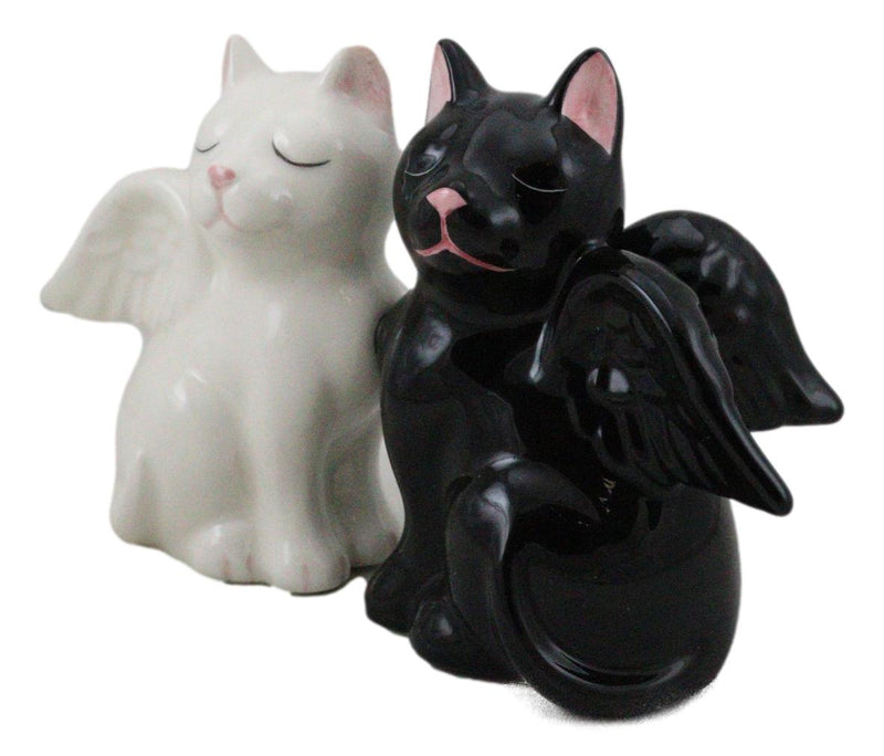 Ceramic Tabby And Black Cats In Tea Cups Magnetic Salt and Pepper Shaker Set