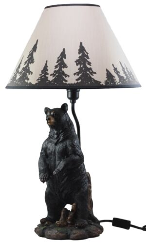 Large Standing Black Bear Surveyor Arkadius Desktop Table Lamp Decor Figurine - Ebros Gift