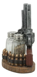 Ebros Western Revolver 6 Shooter Pistols & Bullet Rounds Salt Pepper Shakers Set