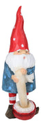 Festive Holiday Golfer Gnome Using Toadstool Mushroom As Golf Club Figurine