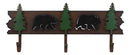 Ebros Rustic 2 Black Bear 3D Silhouettes With 3 Pine Trees 3-Peg Cast Iron Wall Hooks