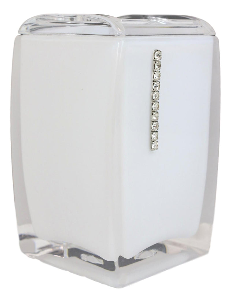 Stain White Austrian Crystals 6 Piece Chic Bathroom Vanity Accessories Gift Set