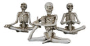 Ebros Set of 3 Whimsical Namaste Meditating Yoga Skeletons Trio Figurines 5.5" Tall
