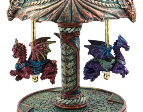 Ebros Eye Of Pandora Three Colorful Flying Dragons Clockwork Musical Carousel Statue