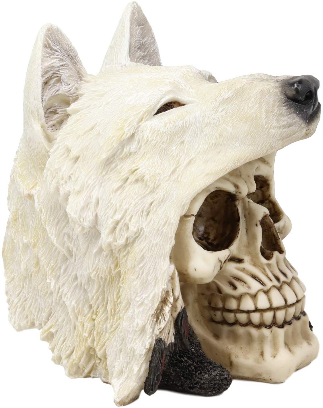 Ebros Koitsenko Warrior Chief White Wolf Skull Statue Gothic Figurine (White)