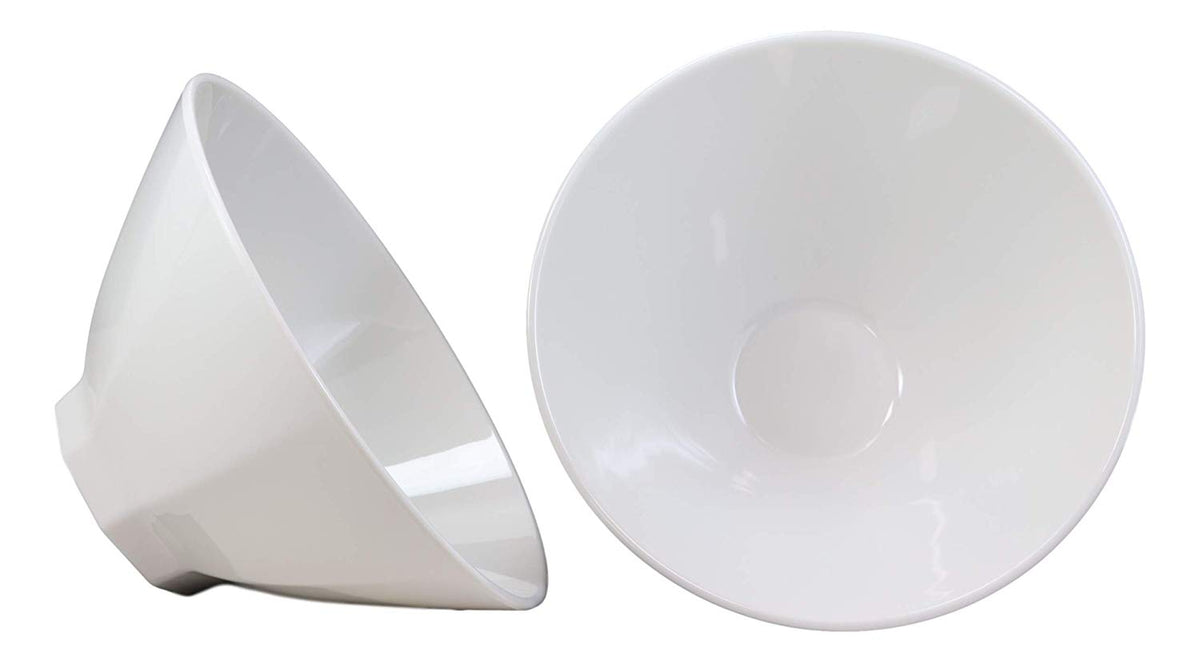 Contemporary Octagon White Jade Melamine 9"Dia Soup Salad Bowls 48oz Set of 2
