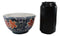 Ebros Set of 2 Ceramic Blue Cherry Blossoms Portion Meal Bowls 2 Cups W/ Airtight Lid