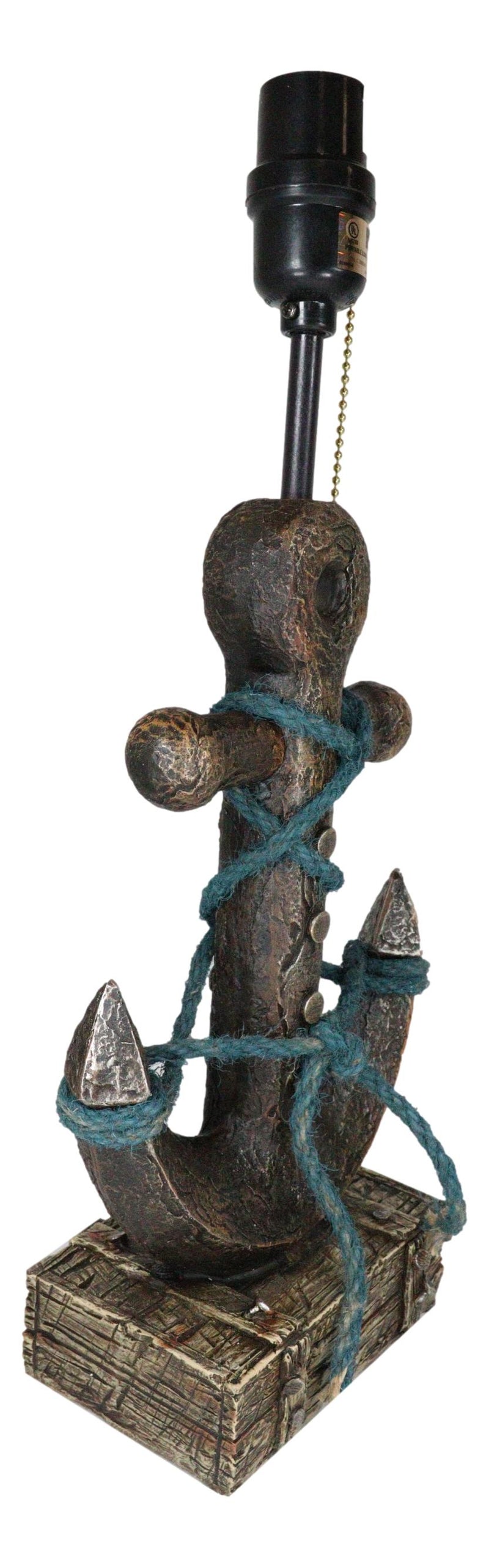 Rustic Sea Nautical Wharf Ship Anchor With Getty Ropes Table Lamp With Shade