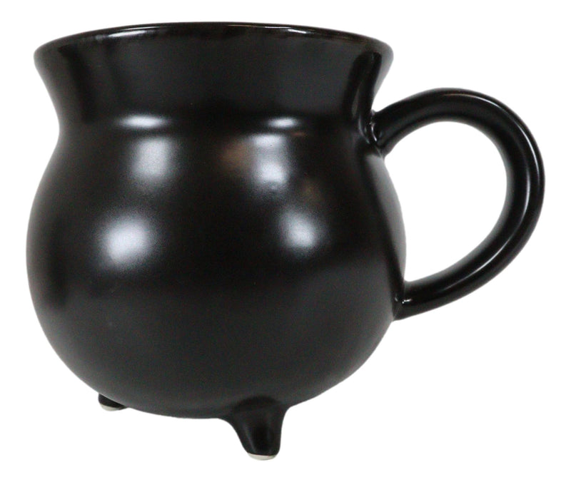 Wicca Sacred Witch's Potion Porcelain Black Cauldron Bowl Large Mug With Handle