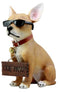 Ebros Gift Que Paso Summer Sun Tanning Chihuahua Dog Statue Carefree Puppy with Cool Shades Welcome Greeter Figurine