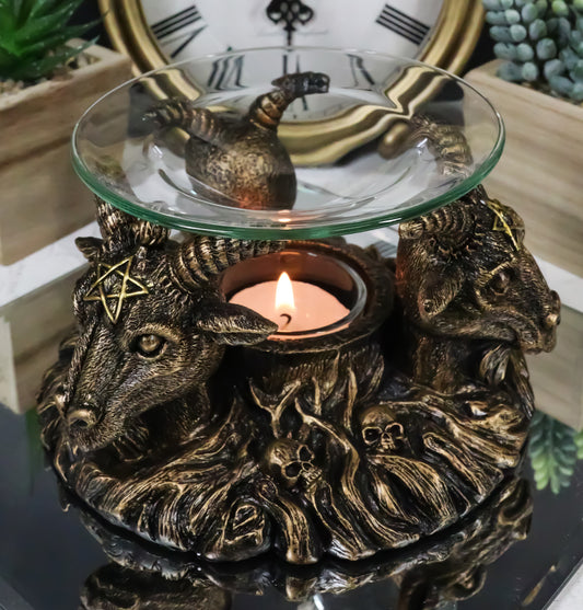 Pagan Occult Baphomet Sabbatic Goat Skull Demon Candle Oil Tart Scent Burner