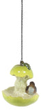 Ebros Green Pear Fruit W/ Perching Finch Bird Feeder W/ Hanging Chains Figurine
